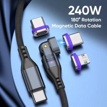 МАГНИТНЫЙ КАБЕЛЬ 1,8 М БЫСТРАЯ ЗАРЯДКА 240 Вт 5 А USB C PD