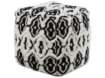 Puf boho 45 x 45 cm kwadrat czarno-biały