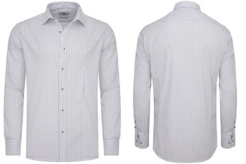 KOSZULA MĘSKA CASUAL BIAŁA WE WZOREK ELEGANCKA 3XL