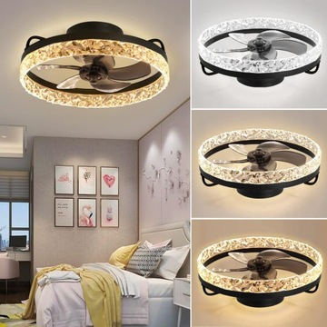 LAMPA SUFITOWA LED Z WENTYLATOREM ŻYRANDOL WIATRAK SUFITOWY PILOT APLIKACJA