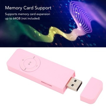 МИНИ MP3 МУЗЫКАЛЬНЫЙ ПЛЕЕР 64 ГБ РОЗОВЫЙ