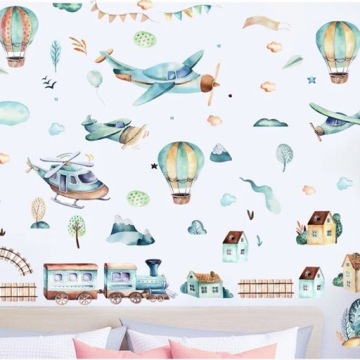 ДЕТСКИЕ САМОКЛЕЯЩИЕСЯ НАКЛЕЙКИ НА СТЕНУ ДЛЯ ДЕТСКОЙ КОМНАТЫ Поезд из воздушных шаров