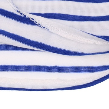 Women Crop Top Striped Short Sleeve Shirt M Blue