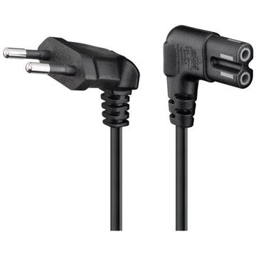 Kabel zasilający z wtyczką Euro obustronnie kątowy 1m czarny Goobay HQ