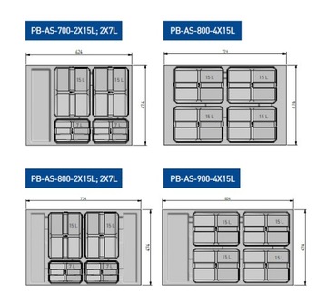 Контейнер для сортировки мусора AXISPACE GTV 44л, серый