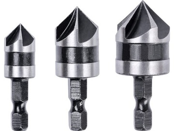 Zestaw pogłębiaczy fazowników wierteł 12/16/19mm do drewna aluminium 3szt.