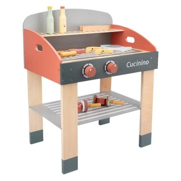 DREWNIANY GRILL DLA DZIECI ZABAWKA Z PRZEKĄSKAMI I AKCESORIAMI DO ZABAWY