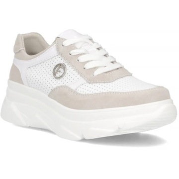 Półbuty Damskie Skórzane Białe FILIPPO 6108 Sneakersy Sportowe Wiosenne 40