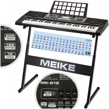 ZESTAW KEYBOARD + STATYW do Keyboardu + PULPIT NA NUTY NAKLEJKI na Klawisze