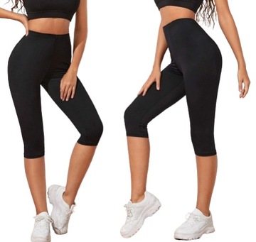 LEGGINSY BAMBUSOWE WYGODNE 3/4 CZARNE S/M