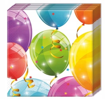 Serwetki papierowe KOLOROWE BALONY urodzinowe dekoracja party 20szt