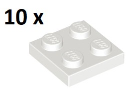 LEGO White Plate 2 x 2 3022 10 szt