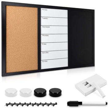 TABLICA KREDOWA KORKOWA MAGNETYCZNA 3w1 60x40 KPL