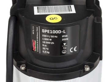 НАСОС ДЛЯ ГРЯЗНОЙ ВОДЫ NAC 1000ВТ 16000Л/Ч SPE100D-L