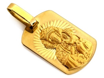 Medalik złoty 585 Matka Boska z Dzieciątkiem prostokątny zawieszka prezent