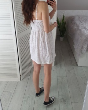 Asos biała letnia sukienka ażurowa falbanka 36 S