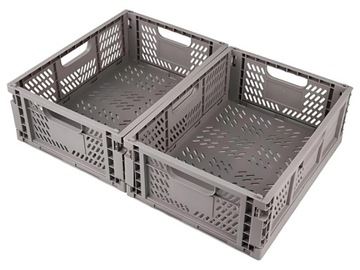 2x SKRZYNKA PLASTIKOWA SKŁADANA MOCNA DUŻA POJEMNA KOSZYK ORGANIZER