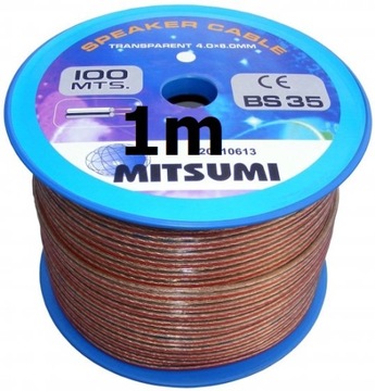 KABEL GŁOŚNIKOWY ZASILAJĄCY BEZBARWNY 2x1,5mm 1m