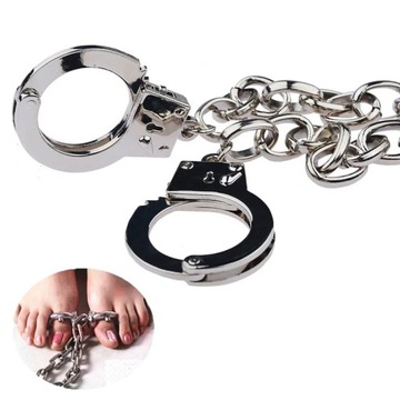kajdanki BDSM regulowane na palec u nogi ręki metalowy łańcuch kciuki palce
