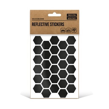 Odblaskowe naklejki hexagon na rower,kask czarne