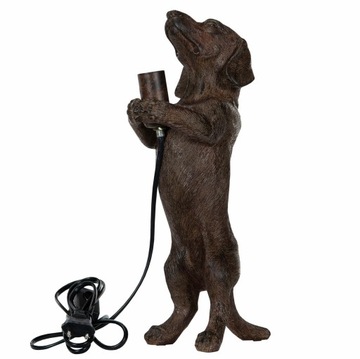 LAMPA JAMNIK stołowa stojąca jamniczek BRĄZOWY wys. 36cm