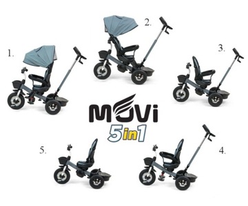 Трехколесный велосипед с ручкой коляска 5в1 Movi Pink розовый Milly Mally