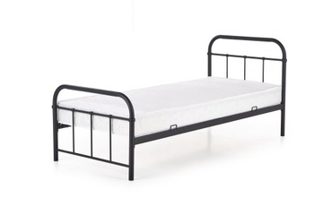 ŁÓŻKO METALOWE LINDA 90x200 CZARNE STELAŻ HALMAR