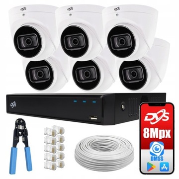 MONITORING 6 KAMER IP 8Mpx 4K ZEWNĘTRZNE IR30m P2P
