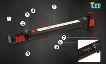 АККУМУЛЯТОРНАЯ ЛАМПА YATO ДЛЯ МАСТЕРСКОЙ СВЕТОДИОДНАЯ 10ВТ 1000ЛМ ПОД КАПОТ С МАГНИТОМ