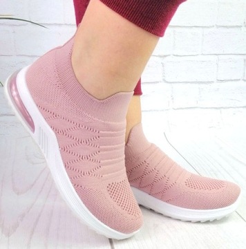 SPORTOWE LEKKIE BUTY DAMSKIE SKARPETA RÓŻOWE R38