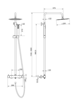 Золотая душевая колонна Corsan Lugo CMN01MGL
