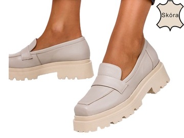 MOKASYNY PÓŁBUTY NA PLATFORMIE POLSKA SKÓRA NEW 40