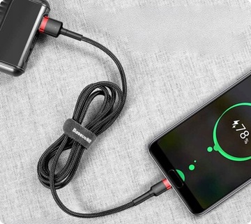 КАБЕЛЬ USB BASEUS STRONG В ПЛЕТЕКЕ USB-C TYPE-C БЫСТРАЯ ЗАРЯДКА 3.0 3A 1M