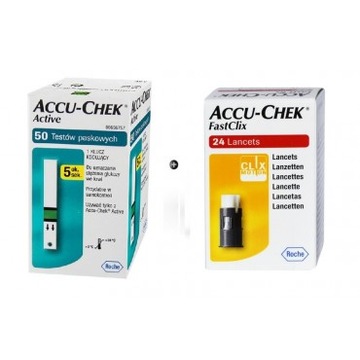 Testy suche Accu-Chek Active 50 sztuk + Lancety