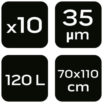 Worki na odpady 120 L, brązowe, 35 mic, 10 szt.