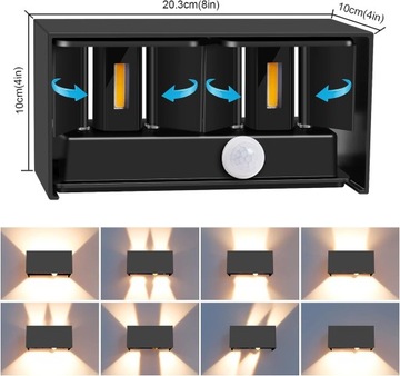LAMPA ŚCIENNA ZEWNĘTRZNA Z CZUJNIKIEM RUCHU 20W 3000K