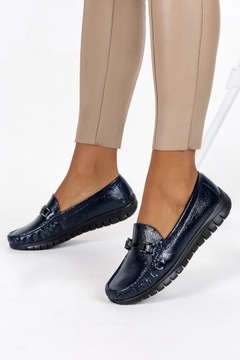 PÓŁBUTY MOKASYNY DAMSKIE WSUWANE LEKKIE PŁASKIE ZE SKÓRZANĄ WKŁADKĄ r 40