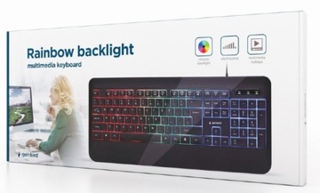 ТОНКАЯ USB-КЛАВИАТУРА GEMBIRD с RGB ПОДСВЕТКОЙ