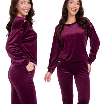 Велюровый набор, спортивный костюм с декоративными кнопками _m/38