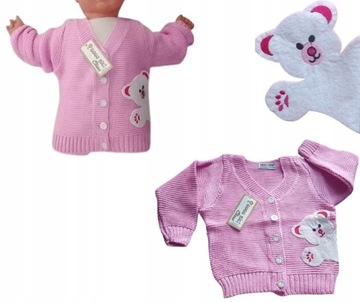 Sweter Sweterek dla dziewczynki akryl miś 104-110