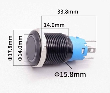 WŁĄCZNIK PRZYCISK BISTABILNY ON/OFF LED 16mm 3A 12V WANDALOODPORNY