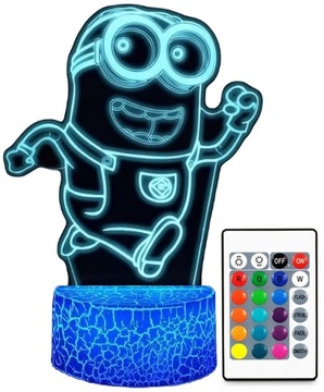 LAMPA NOCNA 3D LED USB MINIONKI DAVE + PILOT BAJKA