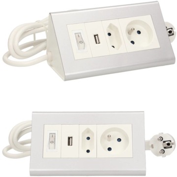 ORNO Listwa Przedłużacz Biurkowy z Ładowarka USB Włącznik Kabel 1,5 m