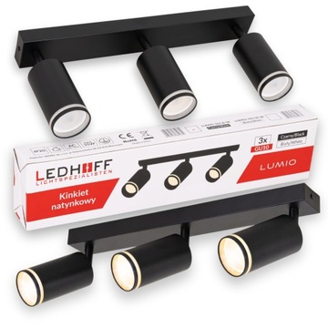 Lampa Kinkiet na Sufit Ścianę Regulowana LED GU10 Oprawa do POKOJU Czarna