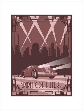 PLAKAT BEZ RAMY 30x40cm Auto retro Art Deco modern spirit of future