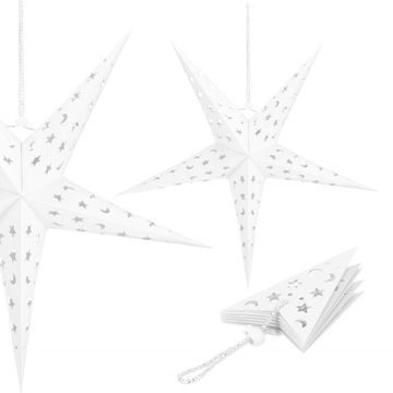 DUŻA WISZĄCA GWIAZDA PAPIEROWA 3D 25cm ŚWIĄTECZNA WITRAŻ