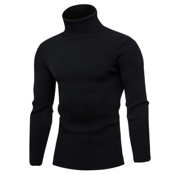 New Autumn Winter Turtleneck Sweater Men Solid Col