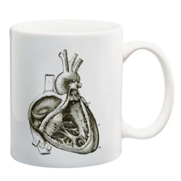 Kubek retro rysunek anatomia serca serce medycyna kardiolog lekarz