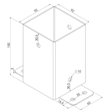 Соединитель квадратный настенный 90 мм красный