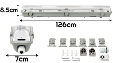 Герметичный светодиодный светильник 1х120 листовой металл + люминесцентная лампа